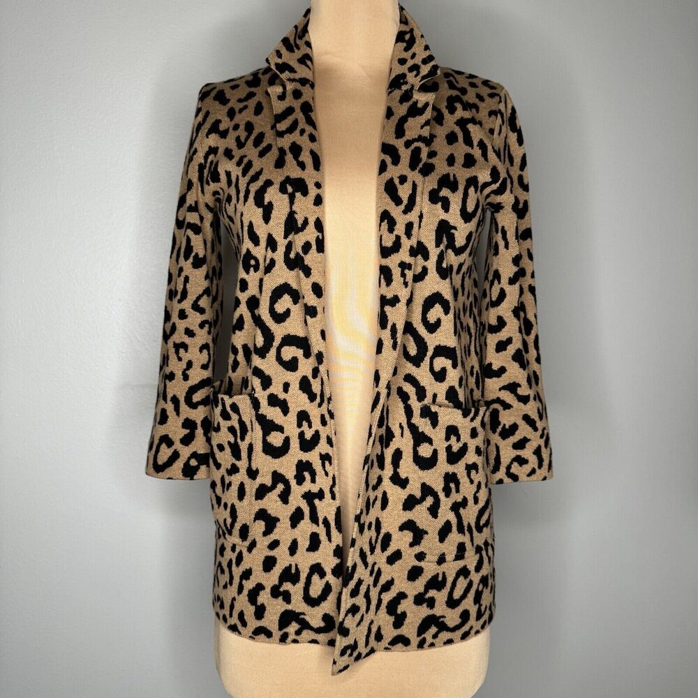J. Crew Sophie Open Front Sweater Blazer Leopard XXS NWT
